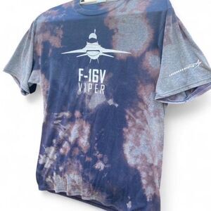 Lockheed Martin F-16 Viper Tie-Dye T-Shirt - Blue and Gray